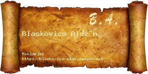 Blaskovics Alán névjegykártya